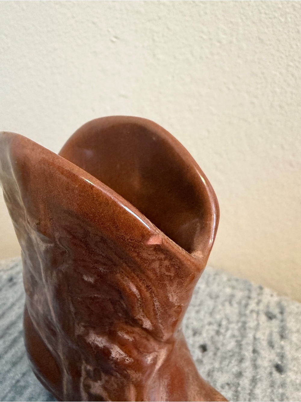 Vintage Frankoma Brown Glazed Ceramic Cowboy Boot Vase - Picture 7 of 7
